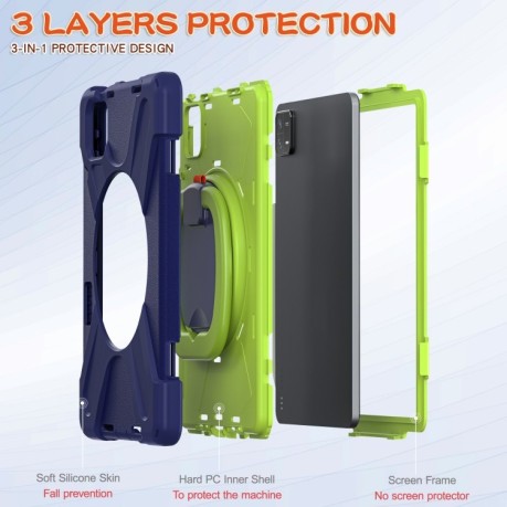 Чехол Silicone Hybrid PC Tablet Case with Holder &amp; Shoulder Strap для Xiaomi Pad 6 / 6 Pro -синий