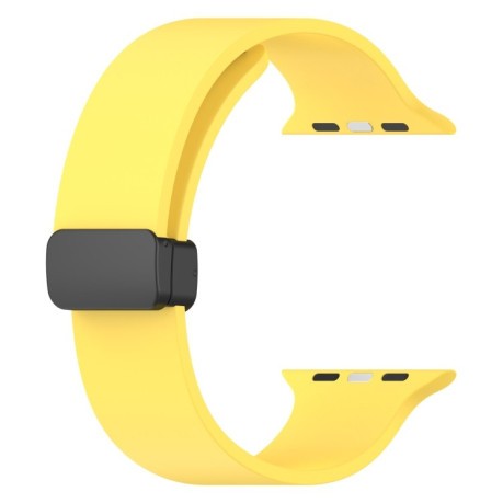 Силиконовый ремешок Magnetic Black Buckle Smooth для Apple Watch 10 46mm/Ultra 49mm / Series 8/7 45mm / 44mm / 42mm /42mm - желтый