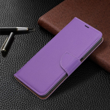 Чехол-книжка Litchi Texture Pure Color на Samsung Galaxy A03s - фиолетовый