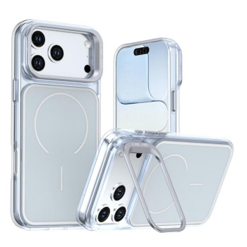 Чохол Bright Color Blocking Camera Bracket Magnetic з підставкою біля камери на iPhone 18 Pro Max — сірий
