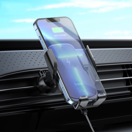 Автомобільний тримач для смартфона з бездротовою зарядкою hoco CA202 - чорний