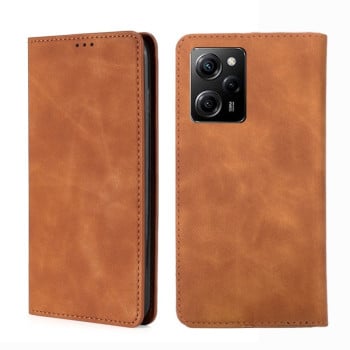 Чохол-книжка у стилі Retro м'яке покриття Skin Feel діловий дизайн на Xiaomi Poco X5 Pro  - коричневий