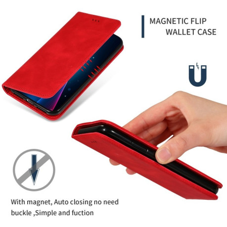 Чехол Retro Skin Feel Business Magnetic Case на Samsung Galaxy A10- красный