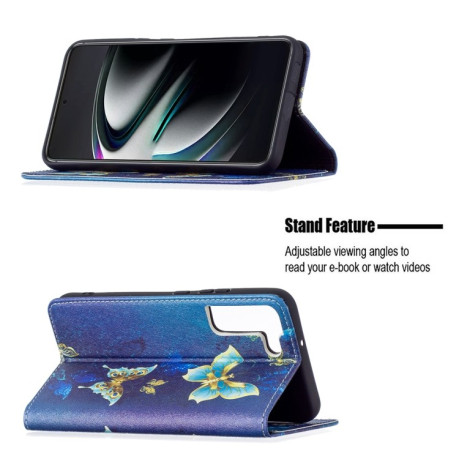 Чехол-книжка Colored Drawing Series на Samsung Galaxy S22 Plus 5G - Gold Butterfly