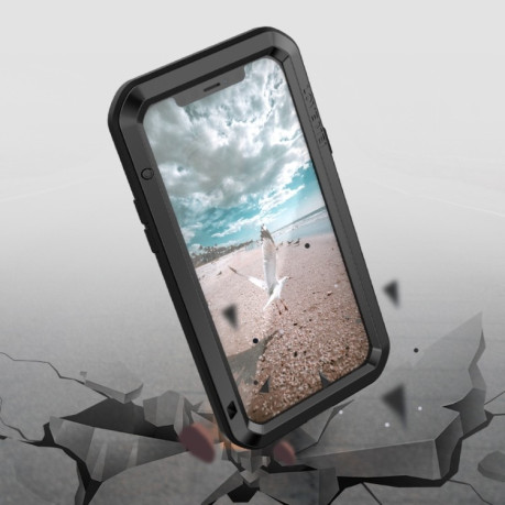Влагозащитный противоударный чехол LOVE MEI Metal для iPhone 12 Pro - черный