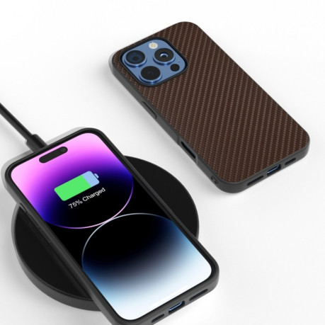 Ударозахисний чохол Carbon Fiber Texture Protective на iPhone 16 Pro Max - темно-коричневий