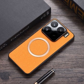 Противоударный чехол CD Magnetic Cloth Texture для Xiaomi 15 - оранжевый