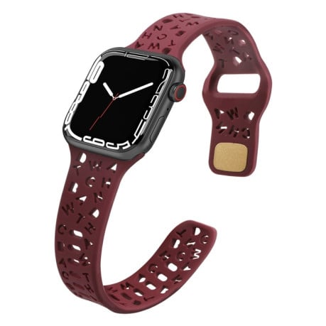 Ремешок English Letters для Apple Watch Series 8 / 7 41mm / 40mm / 38mm - темно-красный
