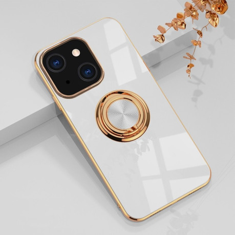 Чехол 6D Electroplating with Magnetic Ring для iPhone 13 - белый