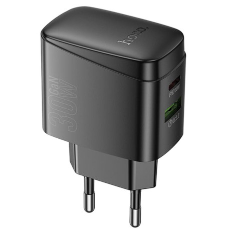 Быстрая зарядка Hoco CS61A Bright PD30W+QC3.0 (1USB-A/1C) - черная