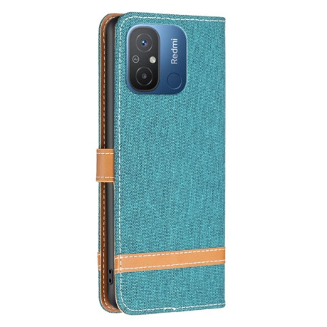 Чохол-книжка Color Matching Denim Texture на Xiaomi Redmi Poco C55/Redmi 12C/11A- зелений