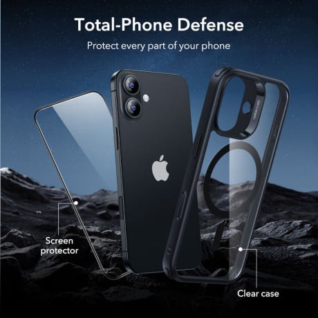 Оигинальный чехол ESR Classic Hybrid с MagSafe + накладка на клавишу на iPhone 17 - Clear Black