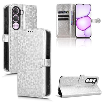 Чехол-книжка Honeycomb Dot на Realme C100i 4G / C100x 4G — серебристый