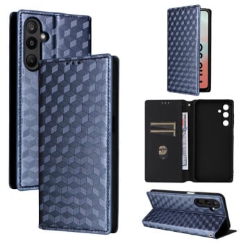 Чехол-книжка Cubic Grid Texture Flip Leather для на Samsung Galaxy M16 5G / F16 5G - синий