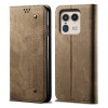 Чехол книжка Denim Texture Casual Style на Motorola Edge 50 Ultra - хаки