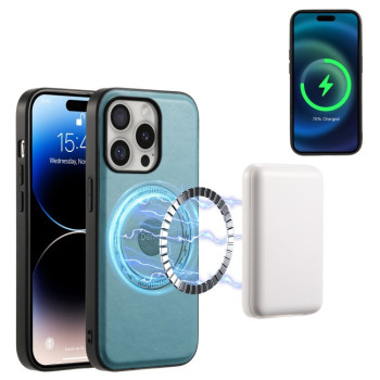 Чехол Denior Cowhide Texture Leather MagSafe для iPhone 16 Pro Max - синий
