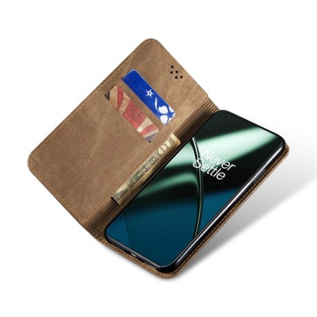 Чехол книжка Denim Texture Casual Style на Vivo Y36 5G / 4G - хаки