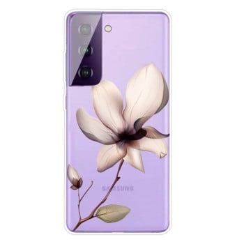 Противоударный чехол Colored Drawing Clear на Samsung Galaxy S21 - A Lotus