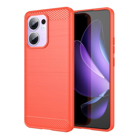 Протиударний чохол Brushed Texture Carbon Fiber на OPPO Reno13 F/Reno13 FS - червоний