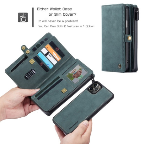 Кожаный чехол-кошелек CaseMe 018 на iPhone 11 Pro Max - синий