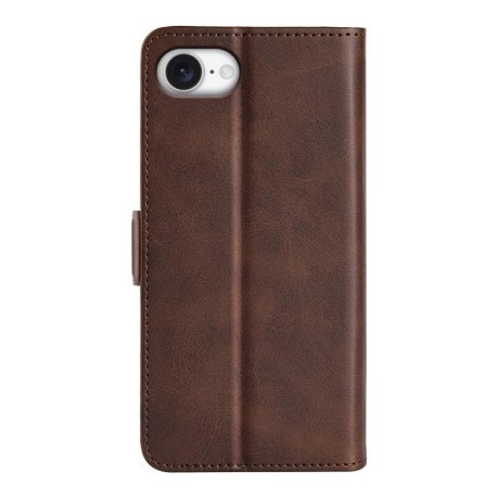 Чехол-книжка Dual-side Magnetic Buckle для iPhone 16e - коричневый