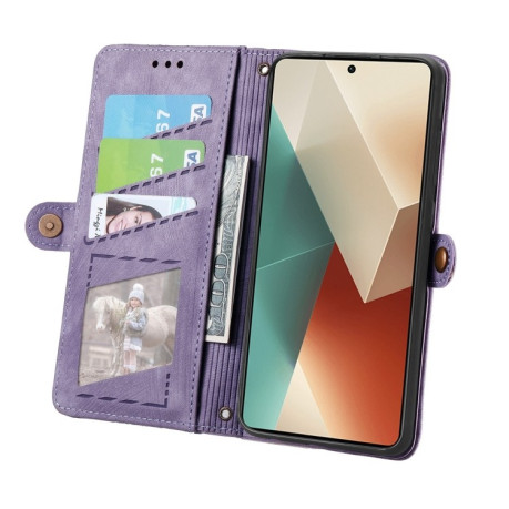 Чохол-книжка Geometric Zipper Wallet Side Buckle Leather для Redmi Note 13 Pro 4G / POCO M6 Pro 4G  - фіолетовий