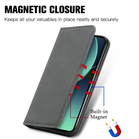 Чехол-книжка Retro Skin Feel Magnetic Flip Leather для Xiaomi 13T / 13T Pro - серый