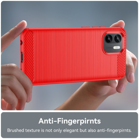 Противоударный чехол Brushed Texture Carbon Fiber на Xiaomi Redmi A1/A2 - красный