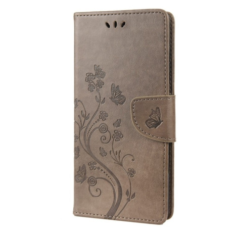 Чохол-книжка Butterfly Flower Pattern для OPPO A17 - сірий