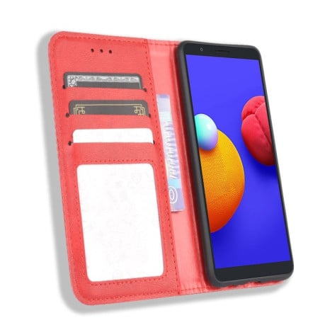 Чехол-книжка Magnetic Buckle Retro Texture на Samsung Galaxy A01 Core / M01 Core - красный