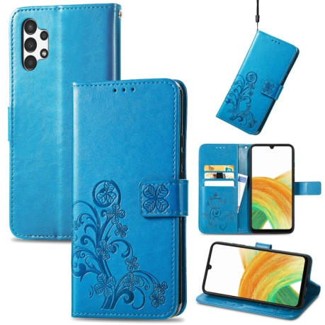 Чехол-книжка Four-leaf Clasp Embossed на Samsung Galaxy A13 4G - синий