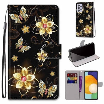 Чехол-книжка Coloured Drawing Cross для  Samsung Galaxy A33 5G - Gold Diamond Butterfly