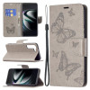 Чохол-книжка Butterflies Pattern для Samsung Galaxy S22 Ultra 5G - сірий