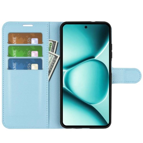 Чехол-книжка с фактурой Litchi и магнитным хлястиком для Poco 8 Pro/Redmi Note 15 Pro+ Global 163.3mm — синий