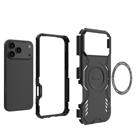 Противоударный чехол Butterfly Armor MagSafe Magnetic Ring Shockproo для iPhone 17 Pro Max - черный