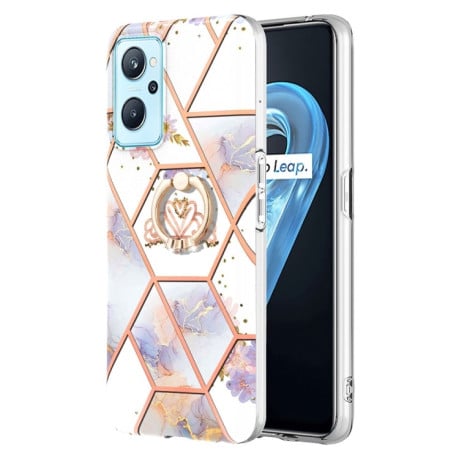 Протиударний чохол Electroplating Marble with Ring Holder для Realme 9i/OPPO A76/A96 - Imperial Crown