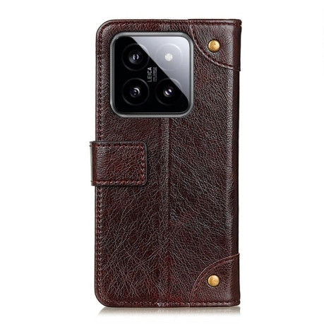 Чехол-книжка Copper Buckle Nappa для Xiaomi 14 - кофейный