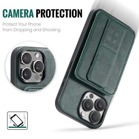 Чохол Fierre Shann Oil Wax Cow Leather Card Holder на iPhone 16 Pro - зелений