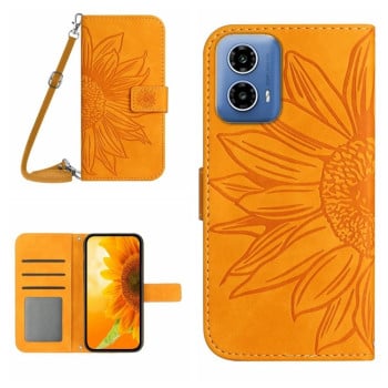 Чохол-книжка Skin Feel з малюнком соняшника на Motorola Moto G85 5G - жовтий