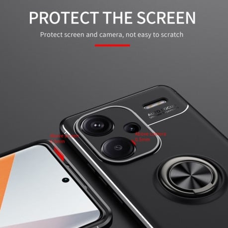 Ударозащитный чехол Metal Ring Holder для Xiaomi Redmi Note 13 Pro+ - черно-голубой