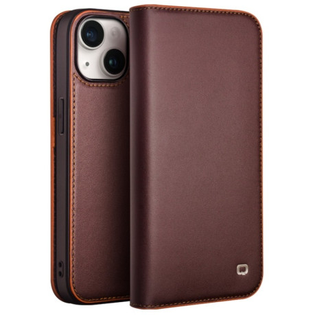 Чохол-книжка QIALINO Classic Genuine Leather для iPhone 15 - коричневий