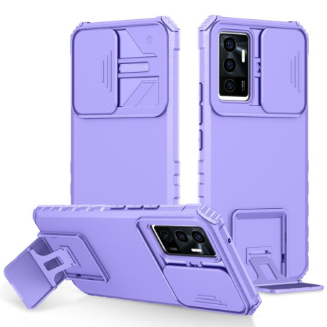 Противоударный чехол Stereoscopic Holder Sliding для Vivo V23e / S10e 5G - фиолетовый