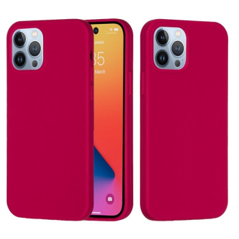 Чохол Solid Color Liquid Silicone для iPhone 14 Pro - пурпурно-червоний