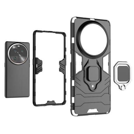 Противоударный чехол Magnetic Ring Holder на OPPO Find X6 Pro - черный
