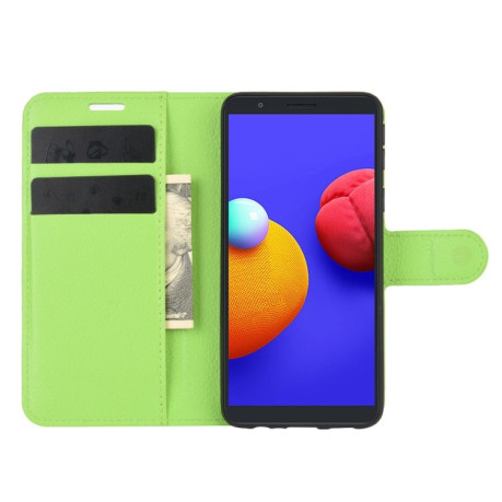 Чехол-книжка Litchi Texture на Samsung Galaxy A01 Core / M01 Core - зеленый