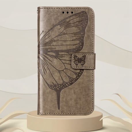 Чехол-книжка Embossed Butterfly для Realme 9 Pro Plus - серый