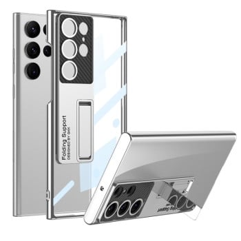 Протиударний чохол GKK Electroplating with Holder для Samsung Galaxy S23 Ultra 5G - сріблястий