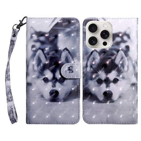 Чехол-книжка 3D Painting для iPhone 16 Pro Max - Husky