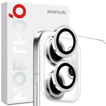 Защитное стекло на камеру NORTHJO Camera Lens Protector CD Metal Ring на OPPO Reno14 F 5G — серебристое