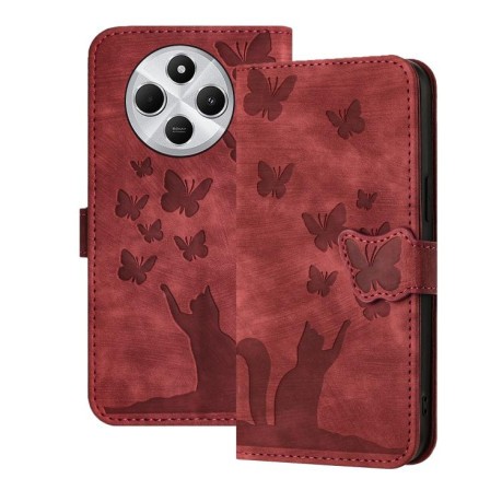 Чохол-книжка Cat Embossing Pattern на Xiaomi Redmi A4 5G - червоний